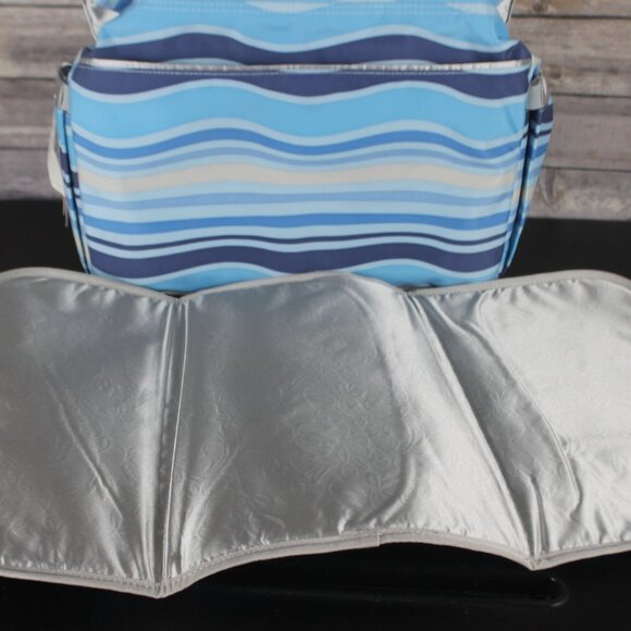 Ju Ju Be Baby Diaper Bag Crossbody Blue Striped W/Changing Mat New Teflon Be All - Picture 4 of 16